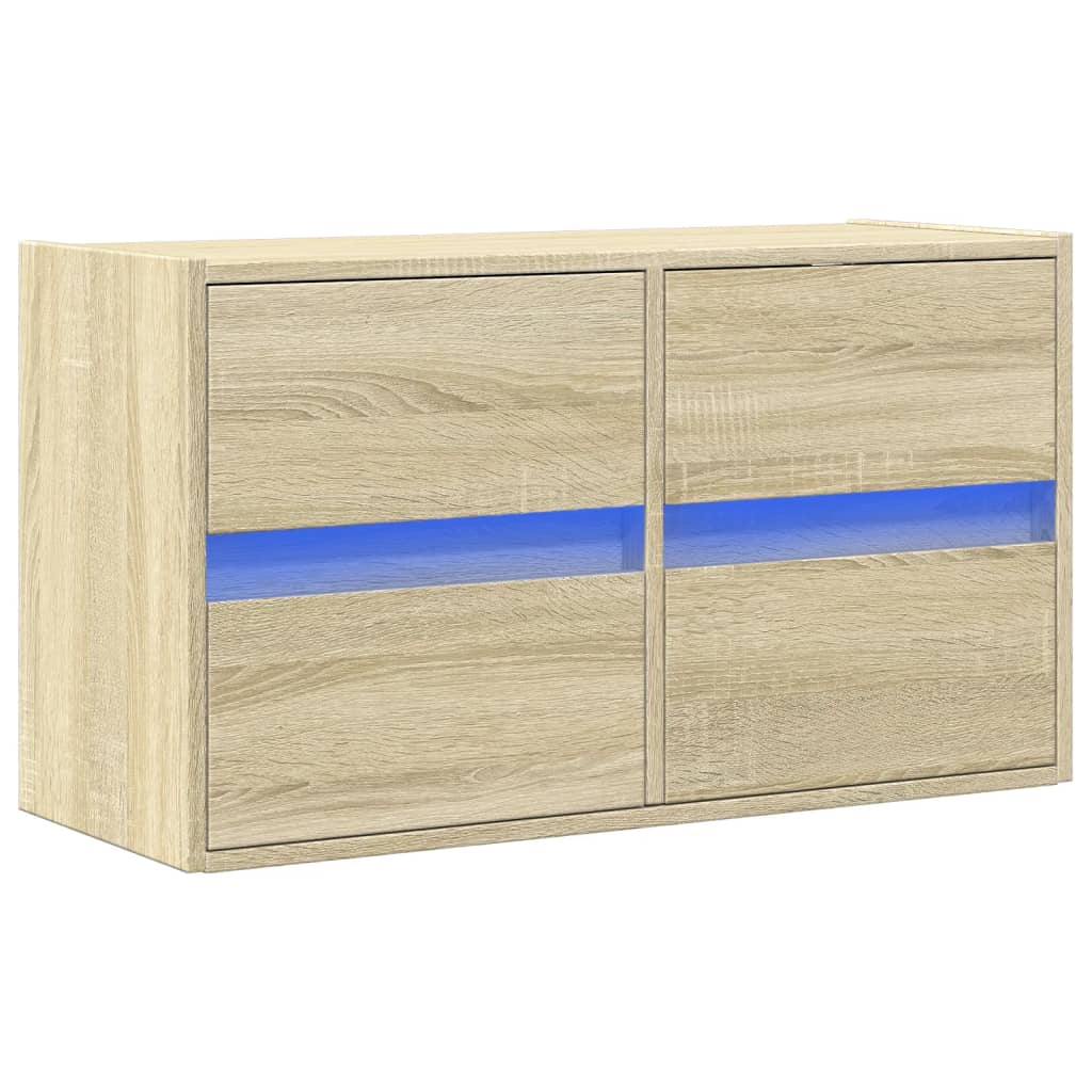vidaXL TV Wall Cabinet with LED Lights Sonoma Oak 80x31x45 cm 3