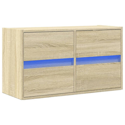 vidaXL TV Wall Cabinet with LED Lights Sonoma Oak 80x31x45 cm 3