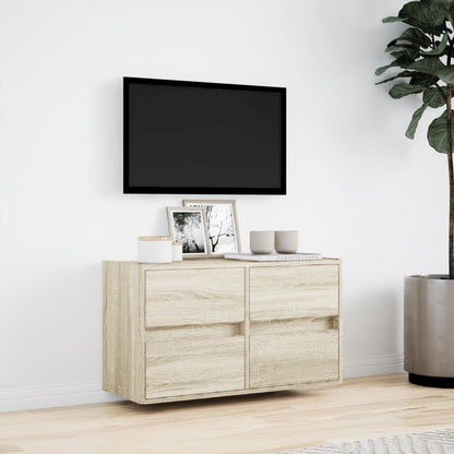 vidaXL TV Wall Cabinet with LED Lights Sonoma Oak 80x31x45 cm 4