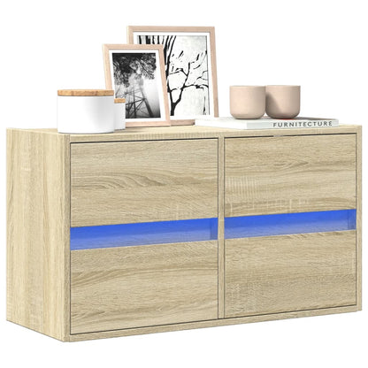vidaXL TV Wall Cabinet with LED Lights Sonoma Oak 80x31x45 cm 1