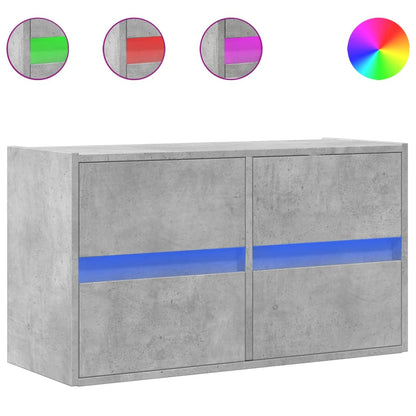 vidaXL TV Wall Cabinet with LED Lights Concrete Grey 80x31x45 cm 2