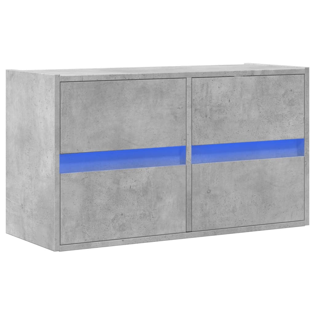 vidaXL TV Wall Cabinet with LED Lights Concrete Grey 80x31x45 cm 3