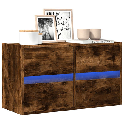 vidaXL TV Wall Cabinet with LED Lights Smoked Oak 80x31x45 cm 1