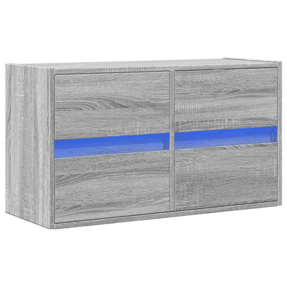 vidaXL TV Wall Cabinet with LED Lights Grey Sonoma 80x31x45 cm 3