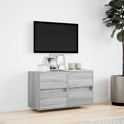 vidaXL TV Wall Cabinet with LED Lights Grey Sonoma 80x31x45 cm 4