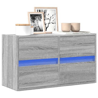 vidaXL TV Wall Cabinet with LED Lights Grey Sonoma 80x31x45 cm 1