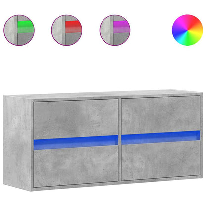 vidaXL TV Wall Cabinet with LED Lights Concrete Grey 100x31x45 cm 2