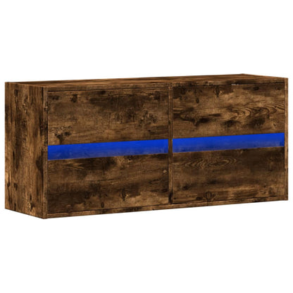 vidaXL TV Wall Cabinet with LED Lights Smoked Oak 100x31x45 cm 3