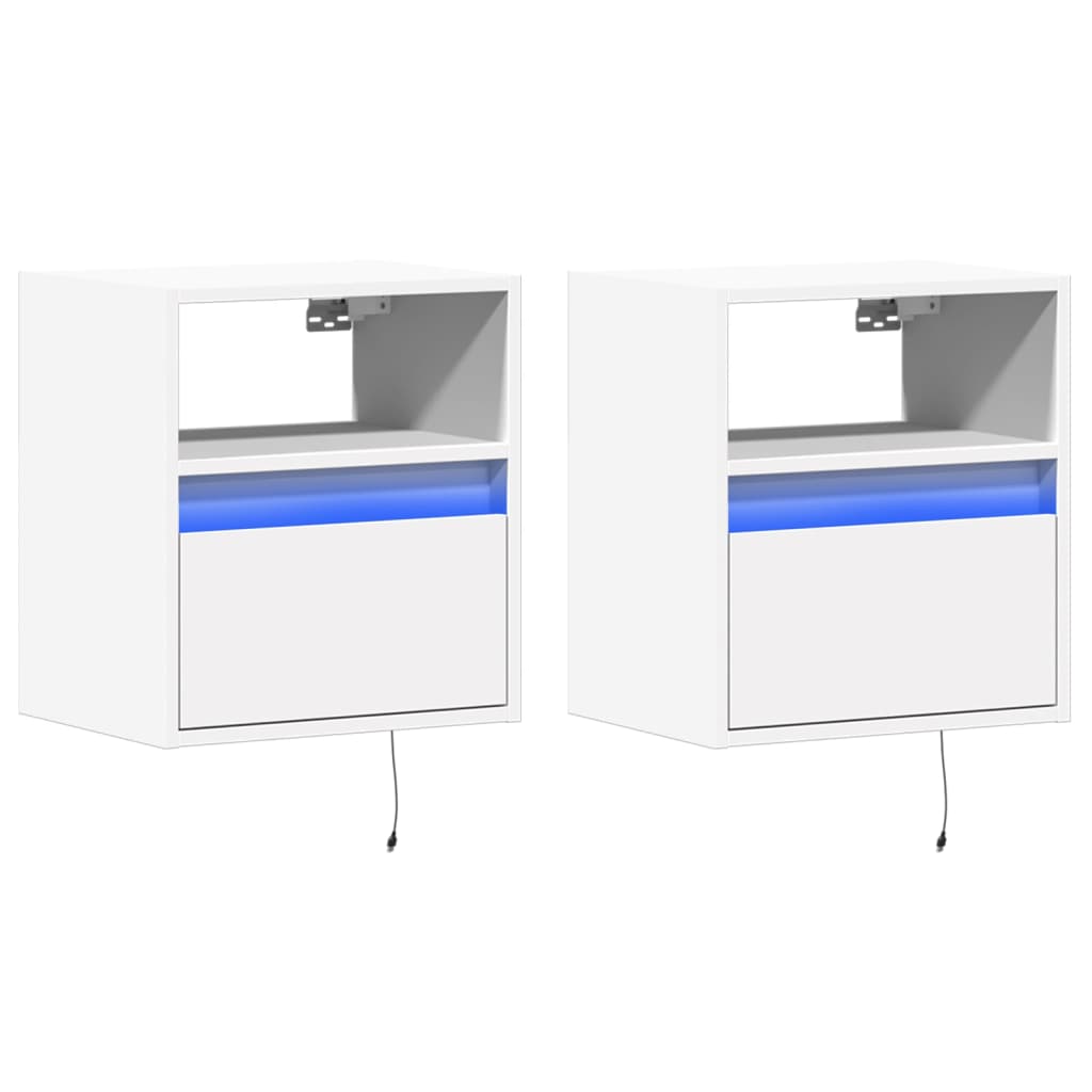 vidaXL TV Wall Cabinets with LED Lights 2 pcs White 41x31x45 cm 3