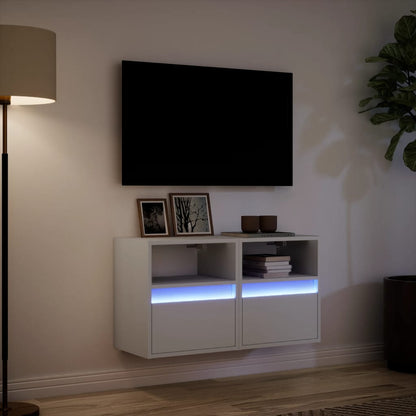 vidaXL TV Wall Cabinets with LED Lights 2 pcs White 41x31x45 cm 5