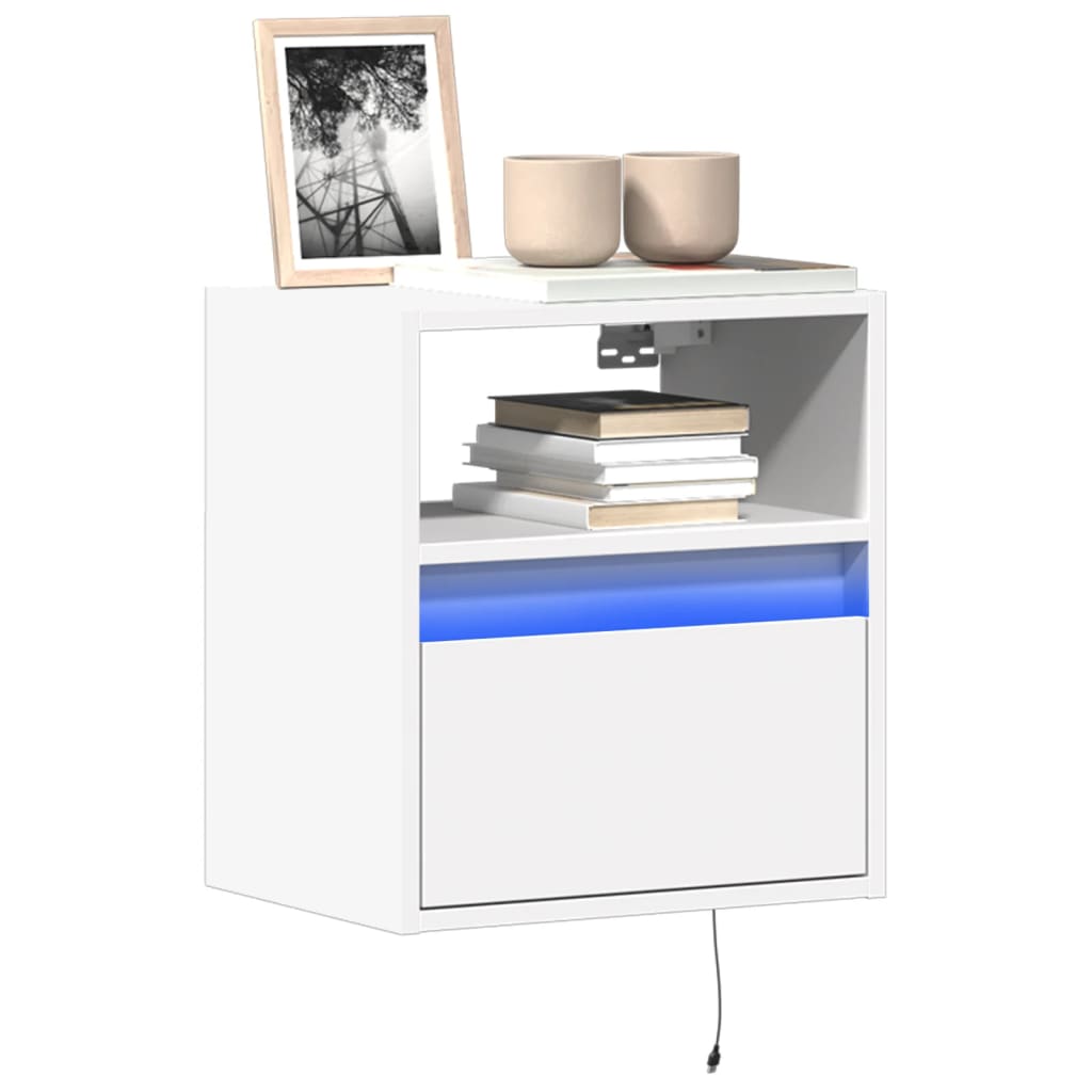 vidaXL TV Wall Cabinets with LED Lights 2 pcs White 41x31x45 cm 1