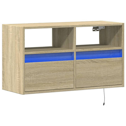vidaXL TV Wall Cabinet with LED Lights Sonoma Oak 80x31x45 cm 3