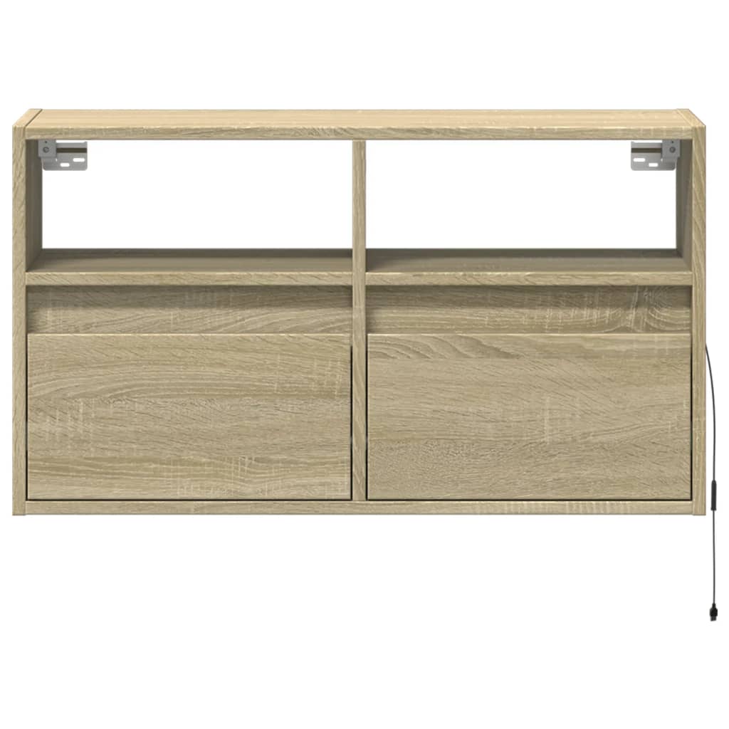 vidaXL TV Wall Cabinet with LED Lights Sonoma Oak 80x31x45 cm 6