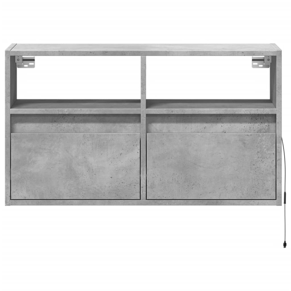 vidaXL TV Wall Cabinet with LED Lights Concrete Grey 80x31x45 cm 6