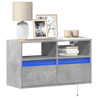 vidaXL TV Wall Cabinet with LED Lights Concrete Grey 80x31x45 cm 1