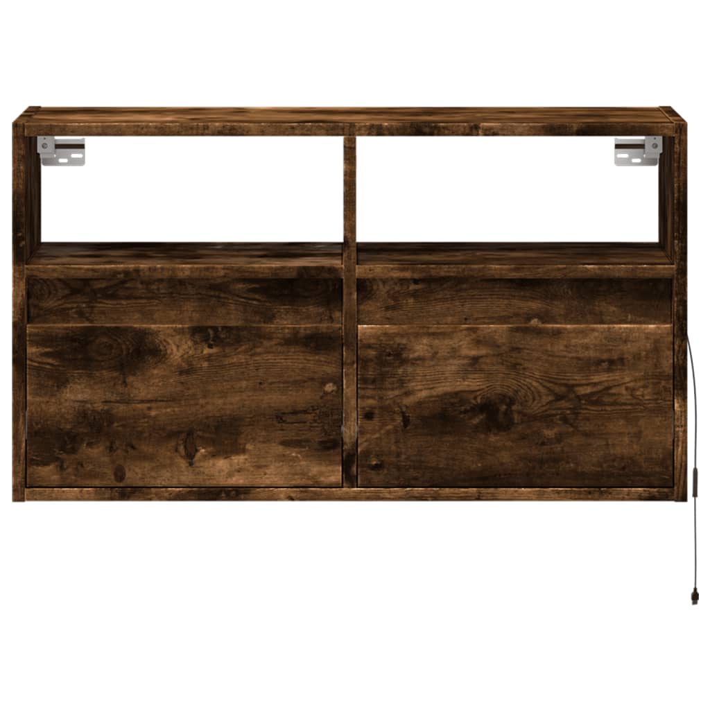 vidaXL TV Wall Cabinet with LED Lights Smoked Oak 80x31x45 cm 6