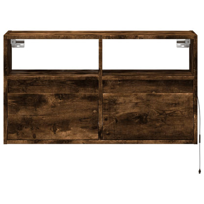 vidaXL TV Wall Cabinet with LED Lights Smoked Oak 80x31x45 cm 6