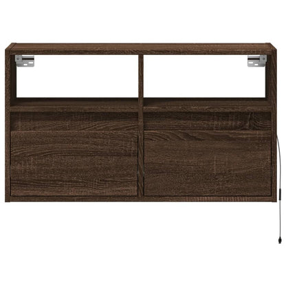 vidaXL TV Wall Cabinet with LED Lights Brown Oak 80x31x45 cm 6