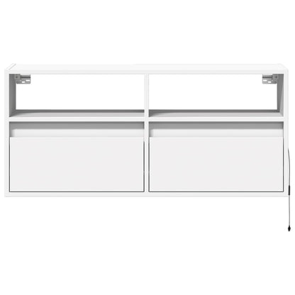 vidaXL TV Wall Cabinet with LED Lights White 100x31x45 cm 6