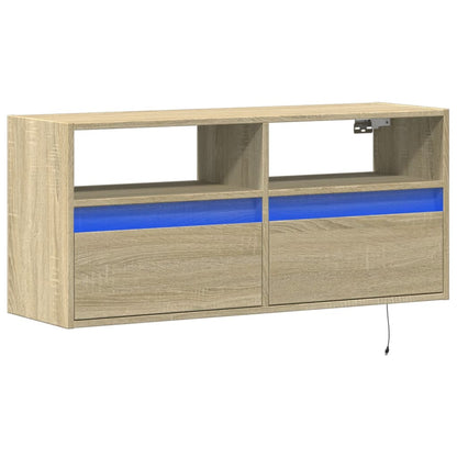 vidaXL TV Wall Cabinet with LED Lights Sonoma Oak 100x31x45 cm 3