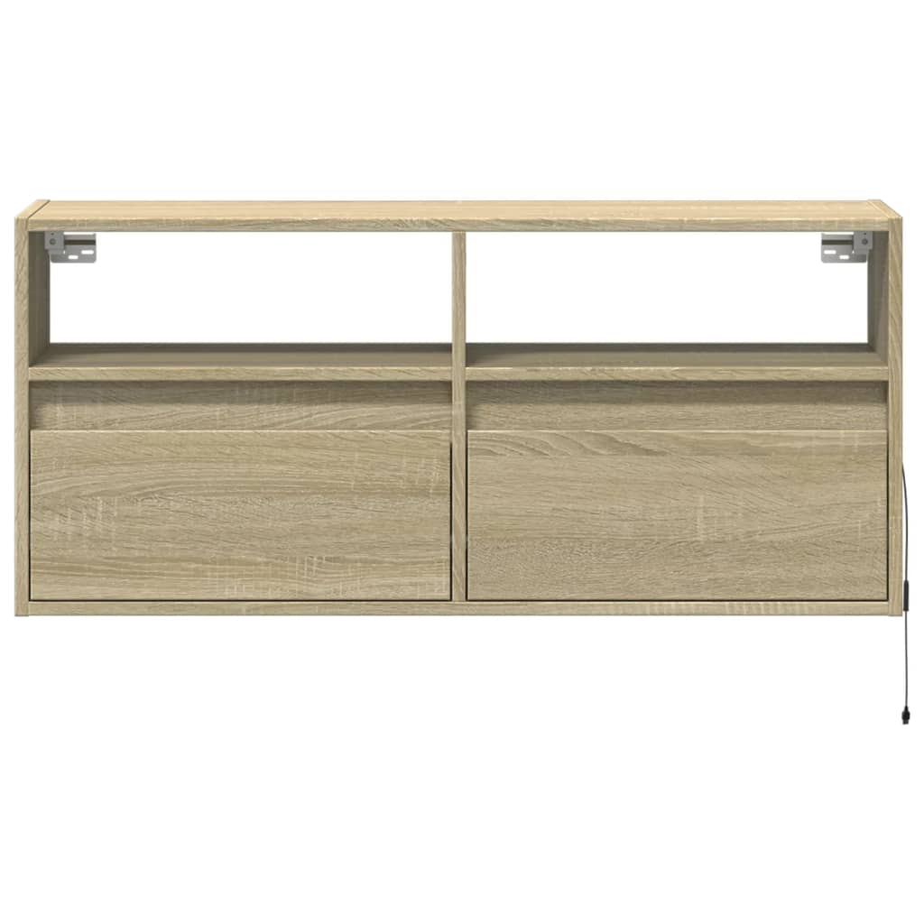 vidaXL TV Wall Cabinet with LED Lights Sonoma Oak 100x31x45 cm 6