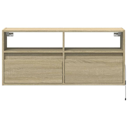 vidaXL TV Wall Cabinet with LED Lights Sonoma Oak 100x31x45 cm 6