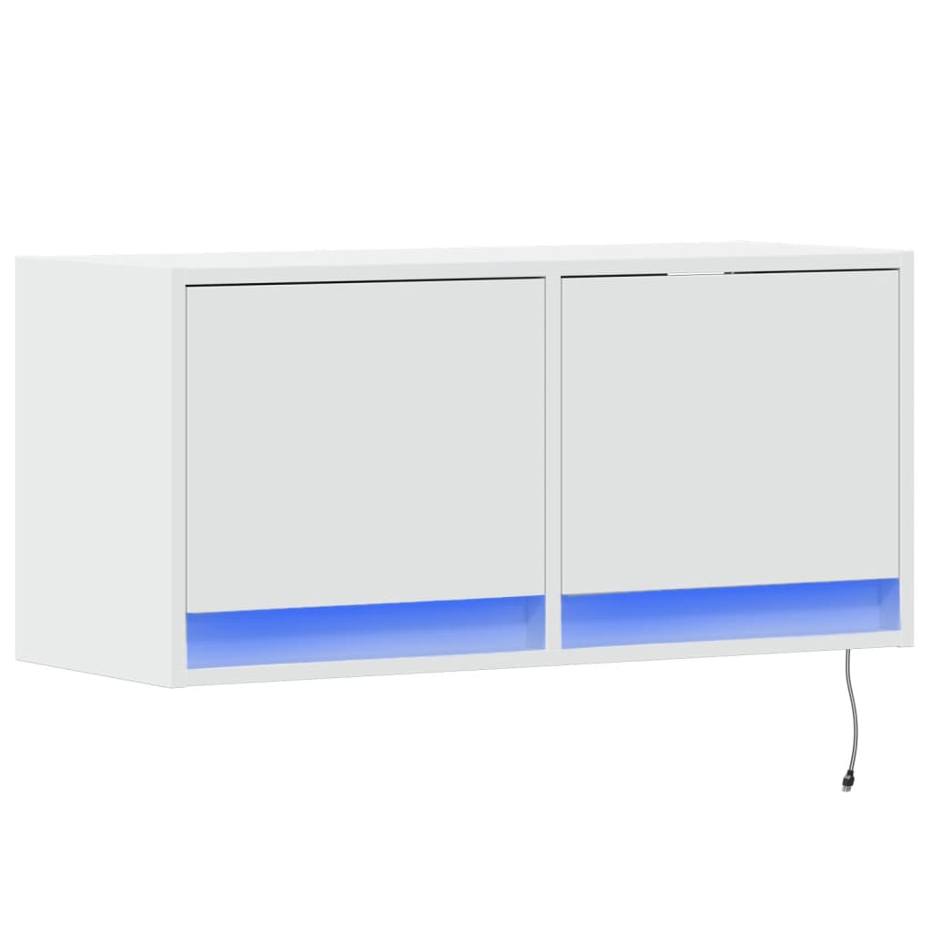 vidaXL TV Wall Cabinet with LED Lights White 80x31x35 cm 3