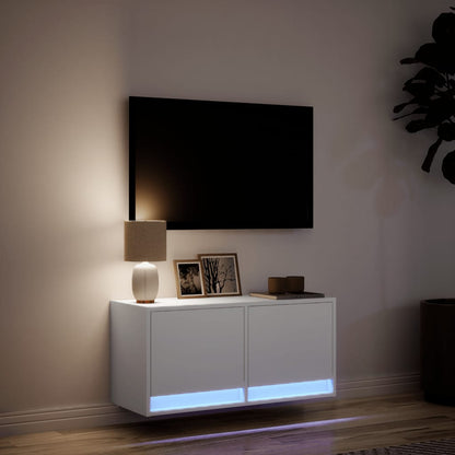 vidaXL TV Wall Cabinet with LED Lights White 80x31x35 cm 5