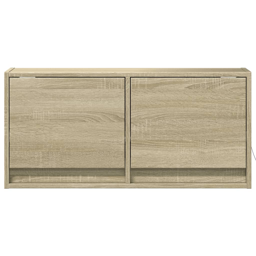 vidaXL TV Wall Cabinet with LED Lights Sonoma Oak 80x31x35 cm 6