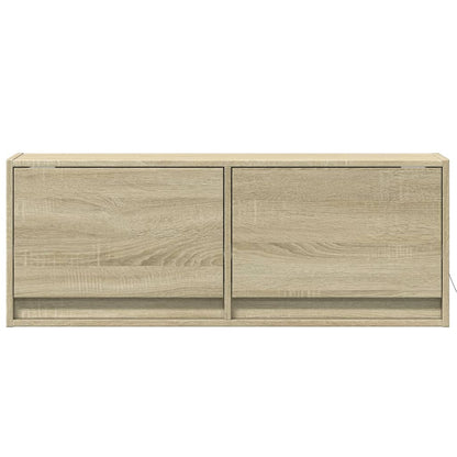 vidaXL TV Wall Cabinet with LED Lights Sonoma Oak 100x31x35 cm 6