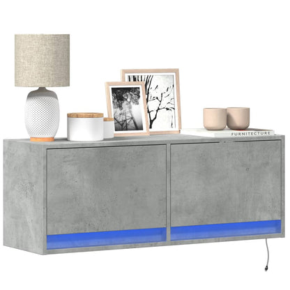 vidaXL TV Wall Cabinet with LED Lights Concrete Grey 100x31x35 cm 1