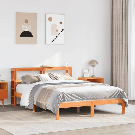 Bed Frame without Mattress Solid Wood Pine Length 200 cm Brown 120 cm