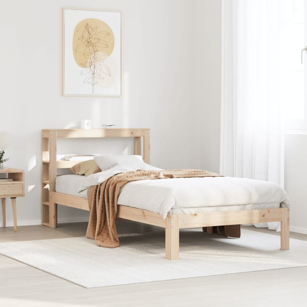 Bed Frame with Headboard without Mattress Natural 90 cm 200 cm
