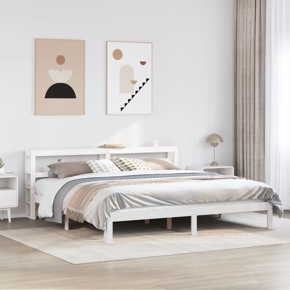 Bed Frame with Headboard without Mattress White 180 cm 200 cm