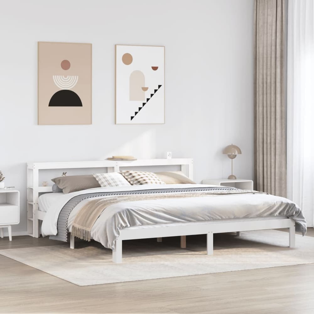 Bed Frame with Headboard without Mattress White 200 cm 200 cm