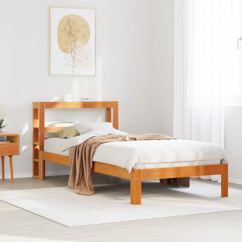 Bed Frame with Headboard without Mattress Wax brown 75 cm 190 cm