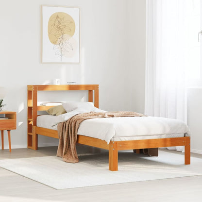 Bed Frame with Headboard without Mattress Wax brown 100 cm 200 cm