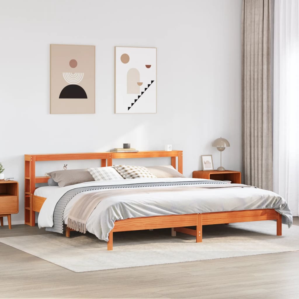 Bed Frame without Mattress Solid Wood Pine Length 200 cm Wax brown 200 cm