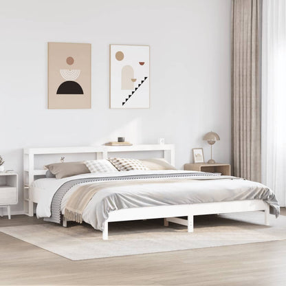 Bed Frame without Mattress Solid Wood Pine Length White