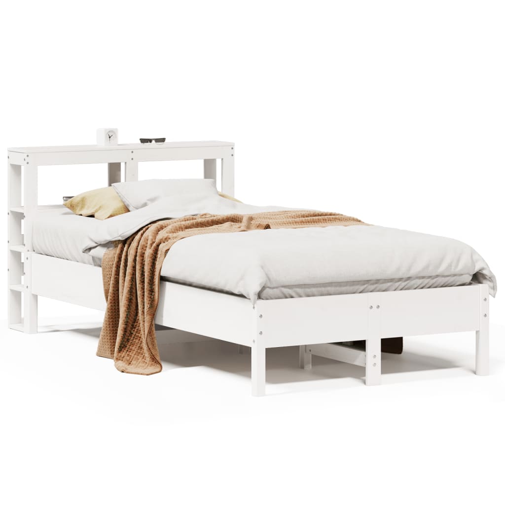 Bed Frame without Mattress Solid Wood Pine Length 200 cm White 120 cm