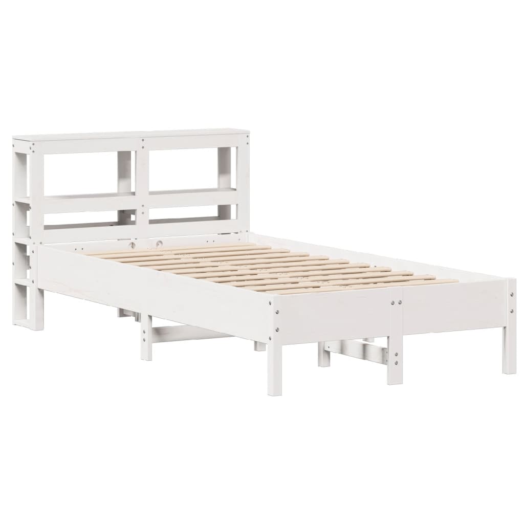Bed Frame without Mattress Solid Wood Pine Length 200 cm White 120 cm