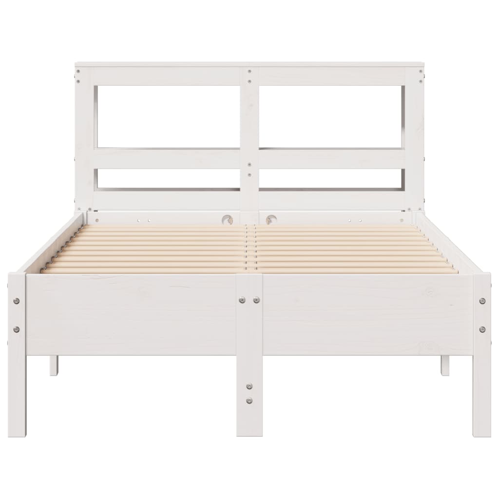 Bed Frame without Mattress Solid Wood Pine Length 200 cm White 120 cm