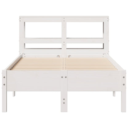 Bed Frame without Mattress Solid Wood Pine Length 200 cm White 120 cm