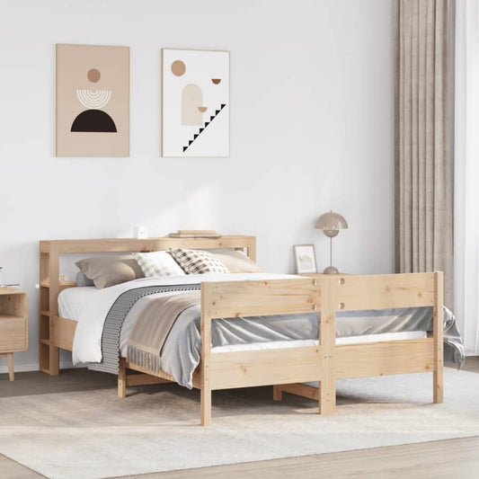 Bed Frame without Mattress Solid Wood Pine Length Natural