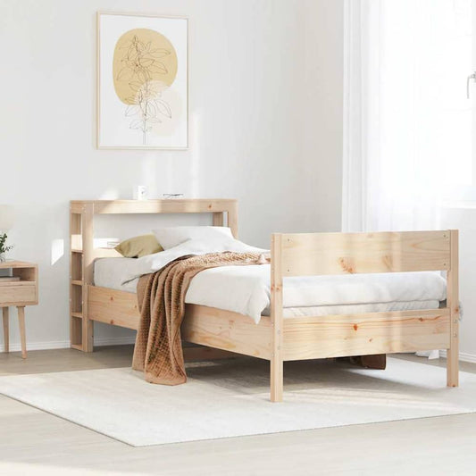 Bed Frame without Mattress Solid Wood Pine Length 190 cm Natural 75 cm