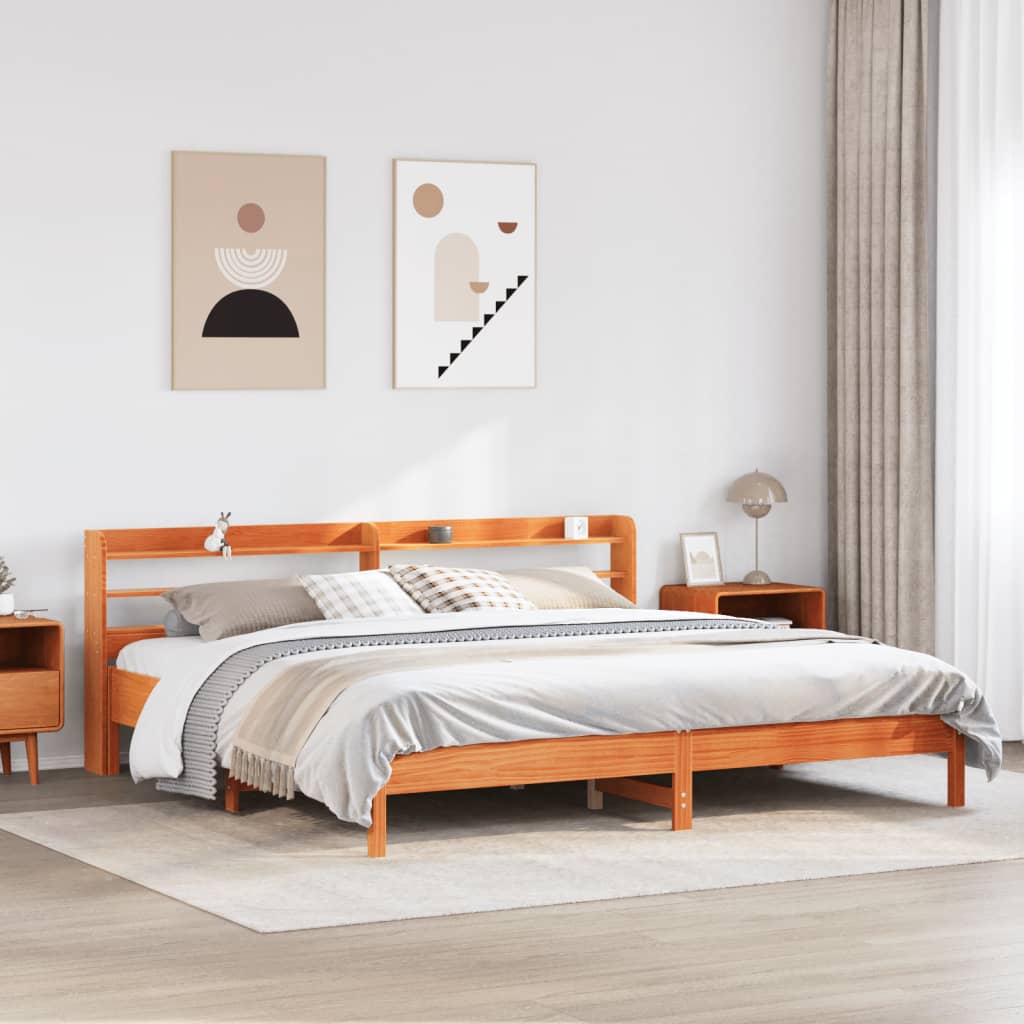 Bed Frame without Mattress Solid Wood Pine Length 200 cm Wax brown 200 cm