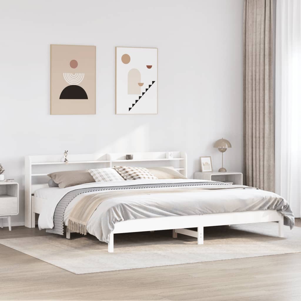 Bed Frame without Mattress Solid Wood Pine Length 200 cm White 180 cm