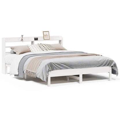 Bed Frame without Mattress Solid Wood Pine Length 200 cm White 160 cm