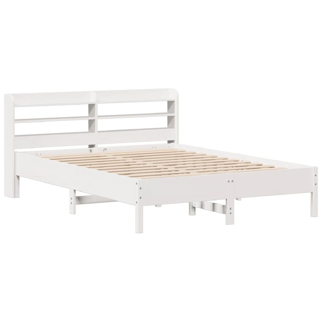 Bed Frame without Mattress Solid Wood Pine Length 200 cm White 160 cm