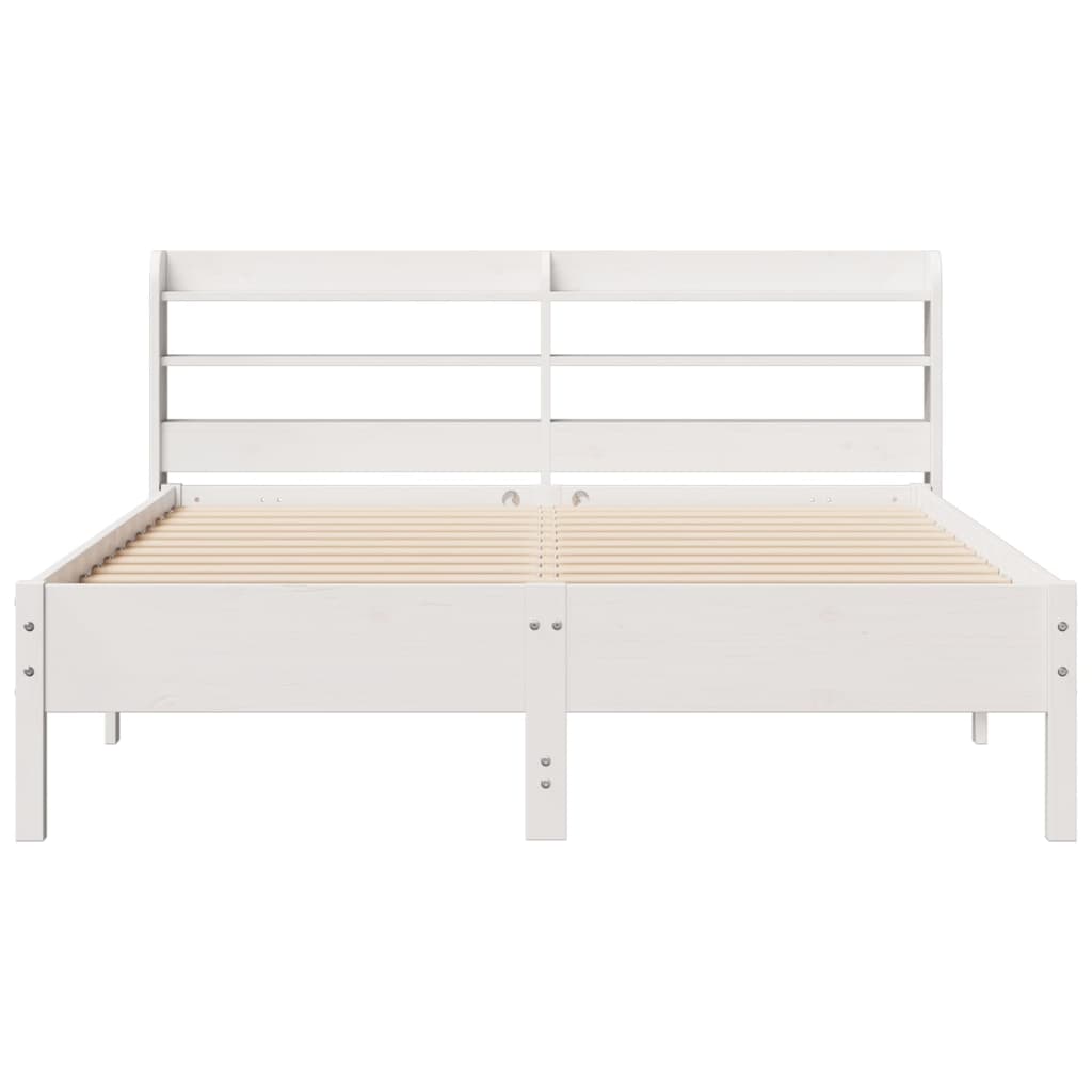 Bed Frame without Mattress Solid Wood Pine Length 200 cm White 160 cm